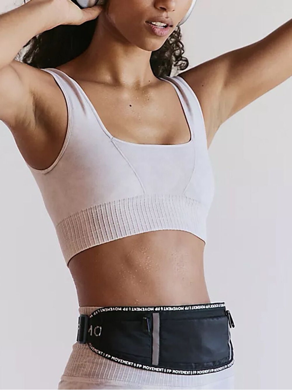 NWOT Free People Good Karma Square-Neck Sports Bra in Light gray